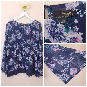 Suzanne Betro Top Floral Boho Multi Color Size 2X